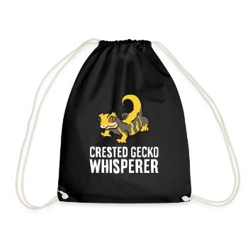 Crested Gecko Whisperer Reptile Lover Crested - Drawstring Bag - black - Front