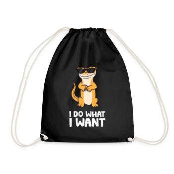 I Do What I Want Reptile Lizard Funny Crested - Drawstring Bag - black - Front