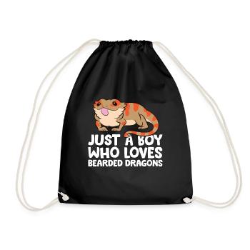 Just a Boy Who Loves Bearded Dragons Reptile - Drawstring Bag - black - Front