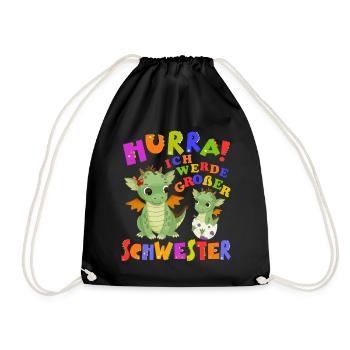Hurra! Ich Werde Großer Schwester Cute Dragon Baby - Turnbeutel - Schwarz - Vorne