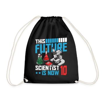 This future scientist is now 10 - Drawstring Bag - black - Front