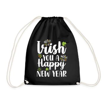 Irish You A Happy New Year Green Cloverleaf - Drawstring Bag - black - Front