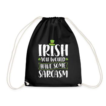 Irish You Would Have Some Sarcasm Green Cloverleaf - Drawstring Bag - black - Front