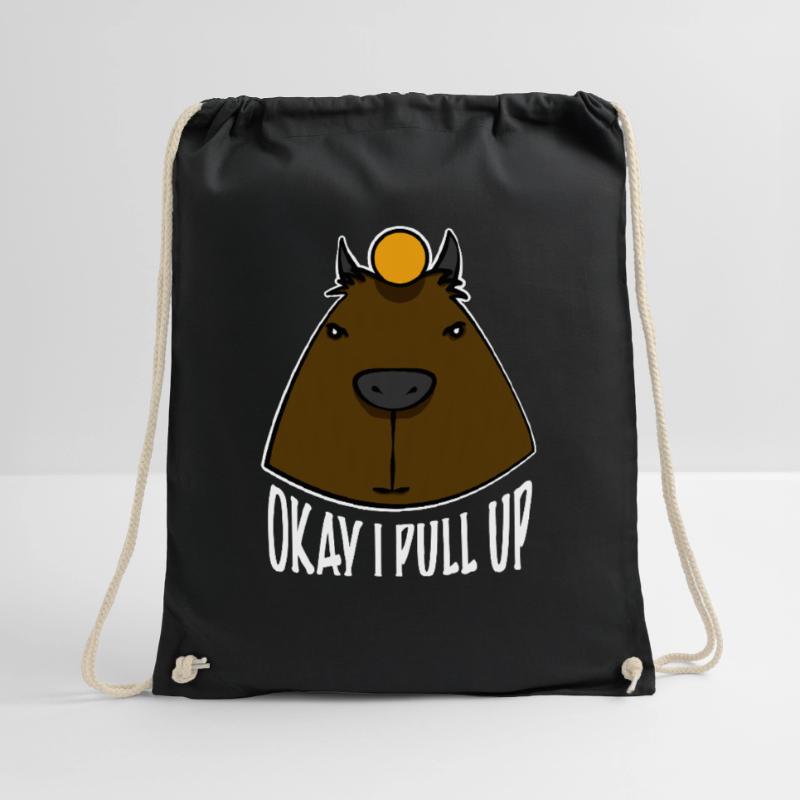 Okay I Pull Up Capybara Meme Drawstring Bag