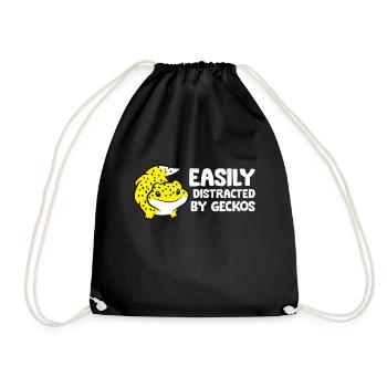 Gecko Lover Easily Distracted By Geckos - Drawstring Bag - black - Front