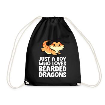 Bearded Dragon Lizard Just a Boy Who Loves - Drawstring Bag - black - Front