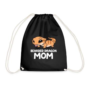 Bearded Dragon Mom Lizard Reptile Mother Bearded - Drawstring Bag - black - Front
