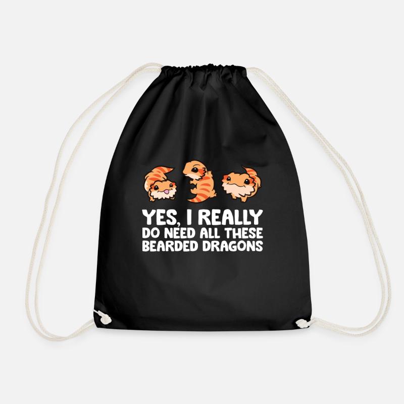 Yes I Really Do Need All These Bearded Dragons - Drawstring Bag - black