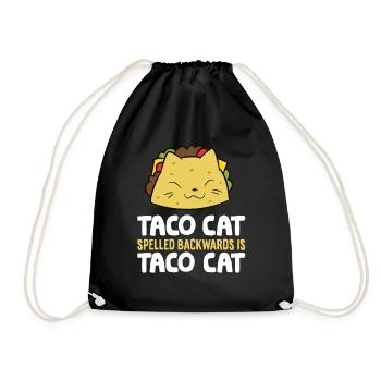 Taco Cat Spelled Backward Is Taco Cat Mexican - Drawstring Bag - black - Front