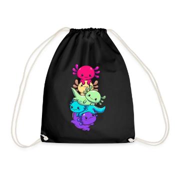 Subtle Gay Pride Flag Kawaii Axolotl LGBTQ - Turnbeutel - Schwarz - Vorne