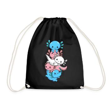 Subtle Transgender Pride Flag Kawaii Axolotl LGBTQ - Turnbeutel - Schwarz - Vorne