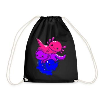 Subtle Bi Pride Bisexual Flag Kawaii Axolotl LGBTQ - Turnbeutel - Schwarz - Vorne