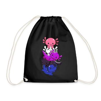 Subtle Genderfluid Flag Kawaii Axolotl LGBTQ - Turnbeutel - Schwarz - Vorne
