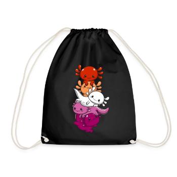Subtle Lesbian Pride Flag Kawaii Axolotl LGBTQ - Turnbeutel - Schwarz - Vorne