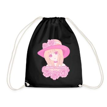Coquette Esthétique Rose Anime Girl Centre-ville - Sac de sport léger - noir - Devant