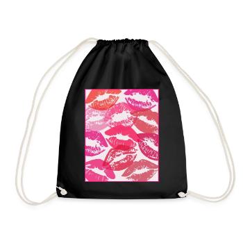 Coquette Esthétique Pink Kisses Valentines Day Lèvres - Sac de sport léger - noir - Devant