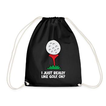I Just Really Like Golf, Ok? Golfing Sport Golf - Drawstring Bag - black - Front