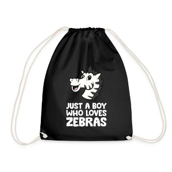 Just a Boy Who Loves Zebras - Drawstring Bag - black - Front
