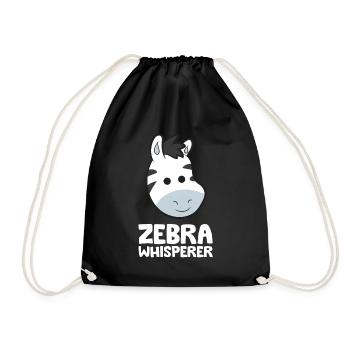 Zebra Whisperer Animal Cute Zebra - Drawstring Bag - black - Front