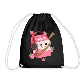 Downtown Girl Esthétique Strawberry Milk Coquette - Sac de sport léger - noir - Devant