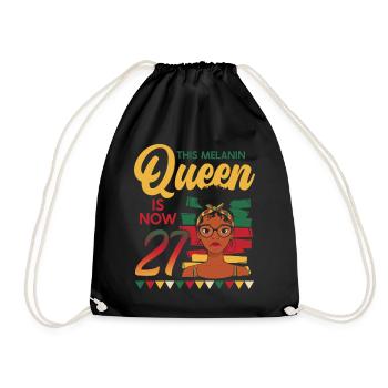 This melanin queen is now 27, 27 years old. - Drawstring Bag - black - Front