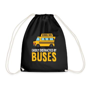 Schulbus leicht abgelenkt durch Busse - Turnbeutel - Schwarz - Vorne