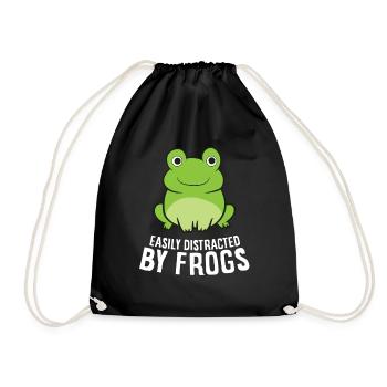 Easily Distracted By Frogs Amphibian Love Frogs - Drawstring Bag - black - Front