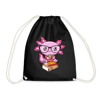Downtown Girl Aesthetic Kawaii Axolotl Bookworm - Sac de sport léger - noir - Devant