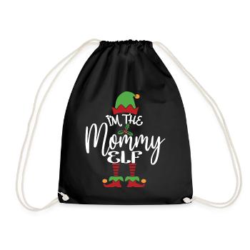 Mama Elf Niedliches lustiges passendes Weihnachtskostüm - Turnbeutel - Schwarz - Vorne