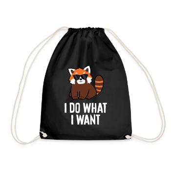 Red Panda I Do What I Want Funny Red Panda - Drawstring Bag - black - Front
