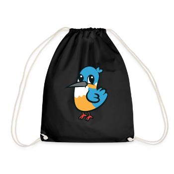 Eisvogel - süß, niedlich, große Augen - Turnbeutel - Schwarz - Vorne