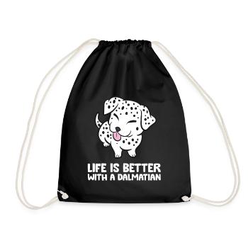 Funny Dalmatian Owner Life Is Better With A - Drawstring Bag - black - Front
