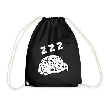 Dalmatian Pajama Cute Dalmatian Dog Sleeping - Drawstring Bag - black - Front