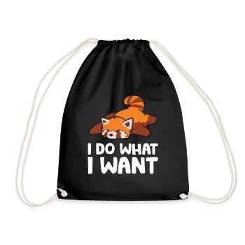 Red Panda Sleeping Tired I Do What I Want Lazy - Drawstring Bag - black - Front