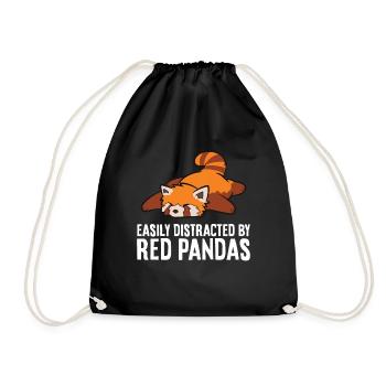 Cute Sleeping Red Panda Zoo Easily Distracted By - Drawstring Bag - black - Front