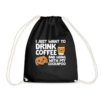 Ich will nur Kaffee trinken und mit meinem Kakadu - Turnbeutel - Schwarz - Vorne
