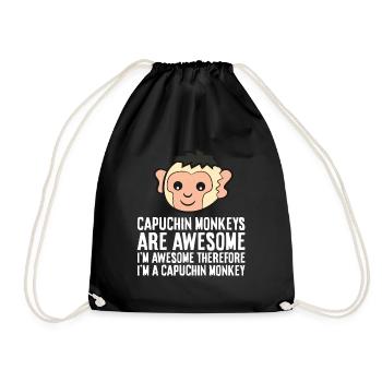 Capuchin Monkeys Are Awesome Therefore I'm A - Drawstring Bag - black - Front