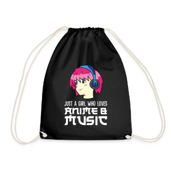 Nur ein Mädchen, das Anime und Musik liebt - Turnbeutel - Schwarz - Vorne