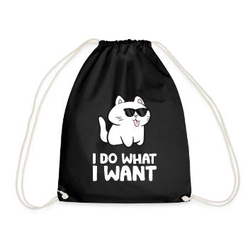 Je fais ce que je veux Kawaii chat - Sac de sport léger - noir - Devant