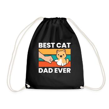 Vintage Cat Father Funny Best Cat Dad Ever - Drawstring Bag - black - Front