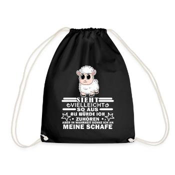 Schafe Schaf Schafzüchter Geschenk - Turnbeutel - Schwarz - Vorne