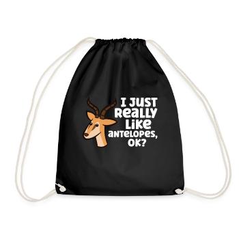 I Just Really Like Antelopes, Ok? Cute Antelope - Drawstring Bag - black - Front