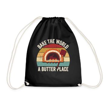 Funny bread baker - Drawstring Bag - black - Front