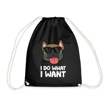 Coole Französische Bulldogge Ich mache, was ich - Turnbeutel - Schwarz - Vorne