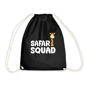 Africa Safari Squad Funny Giraffe - Drawstring Bag - black - Front