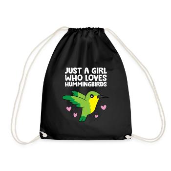 Just a Girl Who Loves Hummingbirds - Drawstring Bag - black - Front