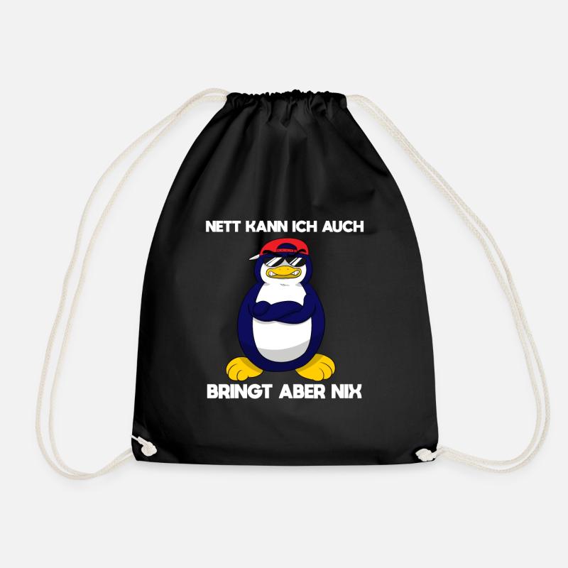 Nett Kann Ich Auch Bringt Aber Nix Pinguin - Turnbeutel - Schwarz