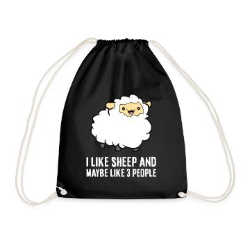 I Like Sheep And Maybe Like 3 People Farmer Cute - Drawstring Bag - black - Front