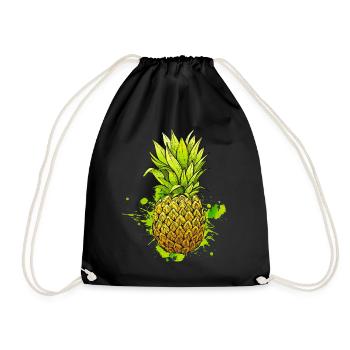 Pineapple / Tropical fruit - Drawstring Bag - black - Front