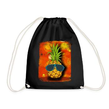 Ananas frais avec lunettes de soleil / Motif amusant - Sac de sport léger - noir - Devant